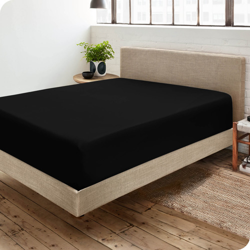 Sabana Para Cama Queen De Microfibra Con Elastico Negro