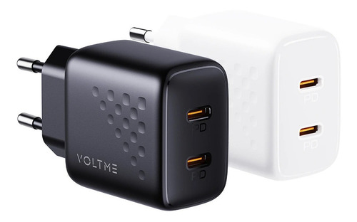 Carregador Rápido Duplo Usb-c 20w Pd Revo Lite Duo Voltme Cor Preto