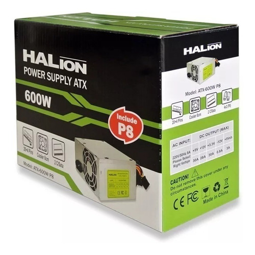 Fuente De Poder Atx 600w Halion En Caja Doble Bobina 