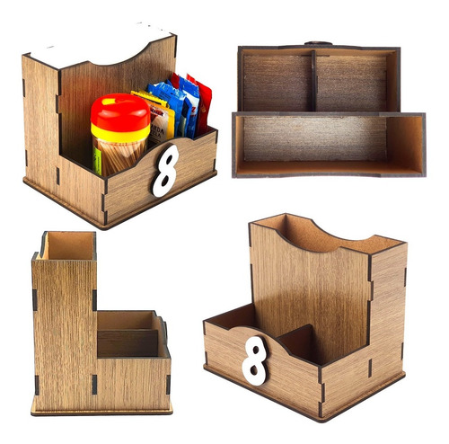 Porta Guardanapo De Madeira Mdf Rústico Galheteiro Kit 10 Un