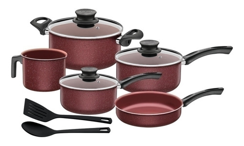 Juego Batería De Cocina Rojo, 10 Piezas - Tramontina Tr5953