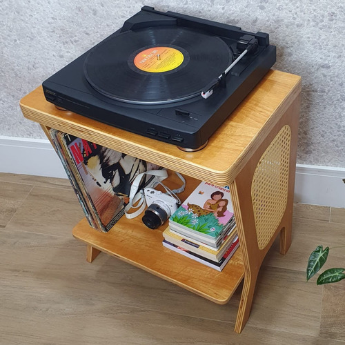 Rack Para Discos De Vinil Lps E Aparelhos Com Palha Indiana