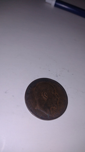 Inglaterra Moneda 1 Penny 1902 Circulada Eduardo7mo 