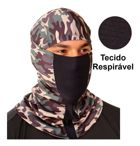 Imagem 2 de 9 de Touca Ninja Mascara Balaclava Camuflada Uv50+ Outdoor Sports