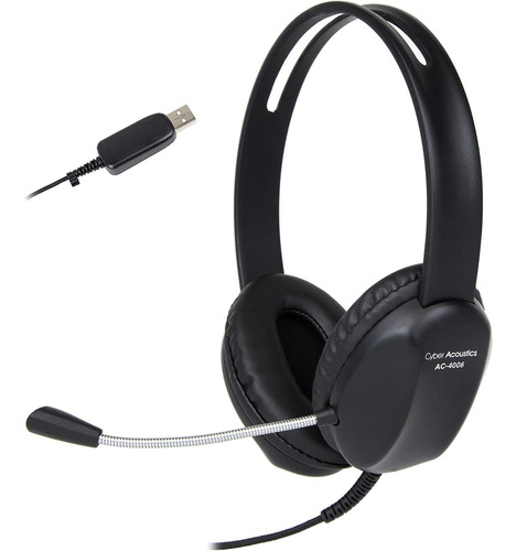 Cyber Acoustics Stereo Usb Headset, Microfono Con Cancela...