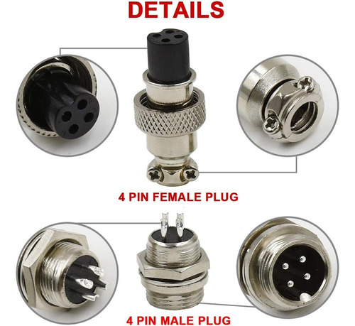 K Conector De 2/3/4/5/6 Pines Macho, Hembra De 12mm, 10