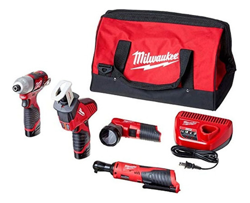 Kit Combinado De Milwaukee 5 Herramientas Con 2 Baterias Y