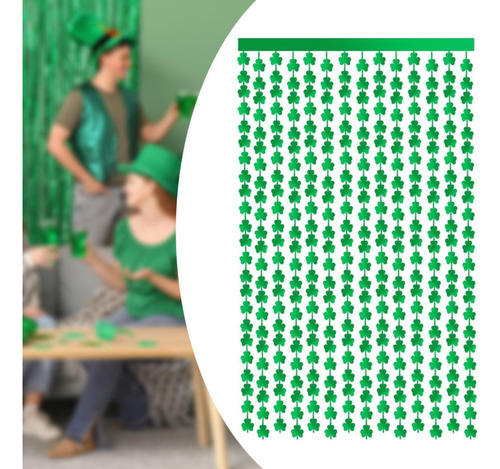 100x200cm St. Patrick's Day Foil Fringe Cortina 3,2 Verde