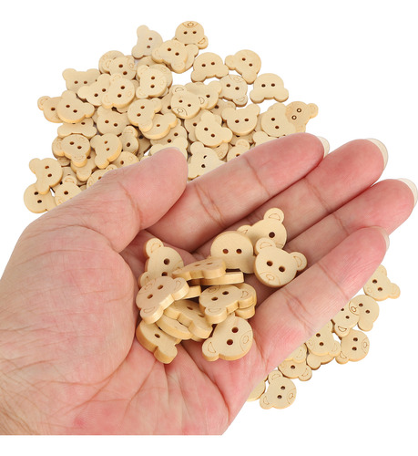 250 Botones De Madera Bonitos Con Forma De Cabeza De Oso Con