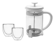 Comprar Set Cafetera Embolo Blanca 600 Ml Dos Vasos Termicos Hudson 