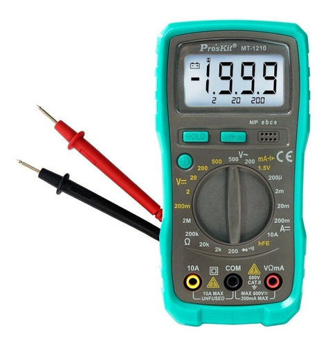 Imagen 2 de 3 de Tester Multimetro Digital Profesional Proskit Mt-1210 + Luz