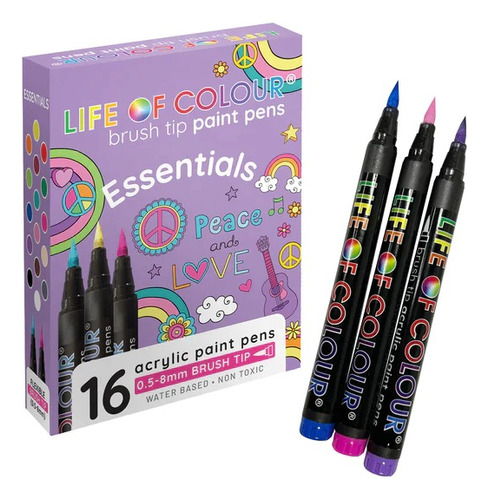 Brush Markers Acrilicos- 16 Colores Clasicos Life Of Colour