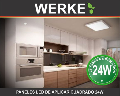 Panel Led Aplicar Cuadrado 24w Neutro Werke - Pack X 10u