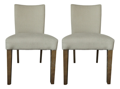 Set 2 Sillas Sillones Minimalista Comedor Tela Beige Estructura de la silla Madera