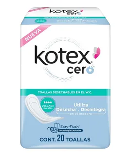 Kotex Toallas Desechables Delgadas Sin Alas Cero