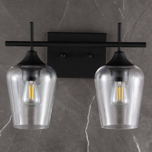 Co-z 2-light Vanity Light Pulgadas Matt Black Finish, Vintag