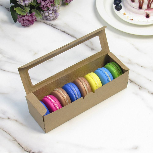 Caixas De Macaron De 20 Unidades Com Janela Transparente