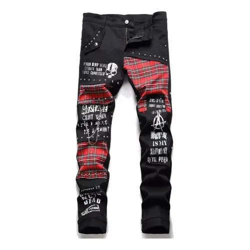 Pantalones punk online cuadros hombre