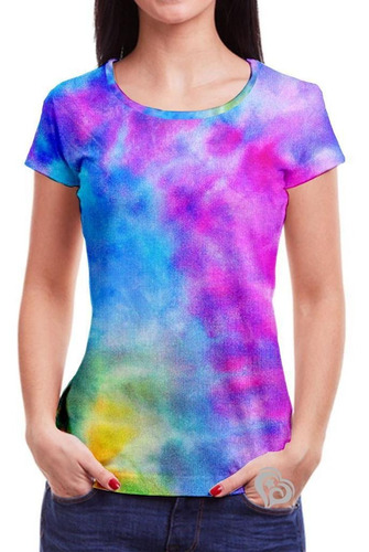 Blusa Tie Dye Feminina Camiseta Roupas Camisa Tai Dai Blue