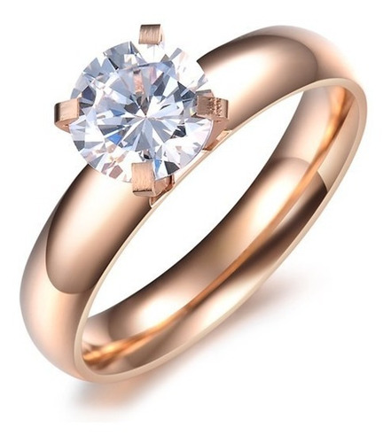 Imagen 1 de 5 de Anillo Solitario En Acero Con Zirconia - 918