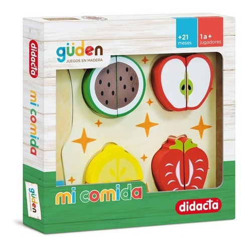 Set De Comida Encastre En Madera Didacta - Vamos A Jugar 