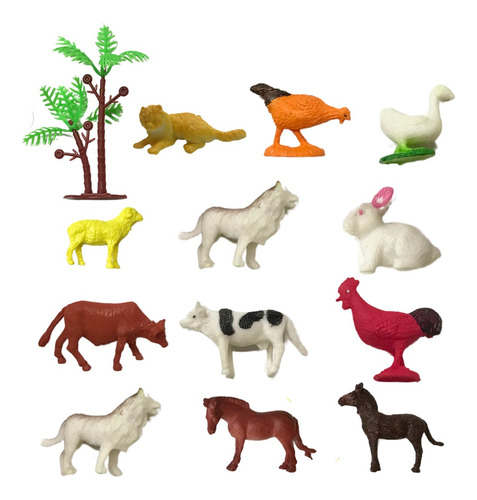 Set Animales De La Granja X12 Piezas De Plástico Para Niños 