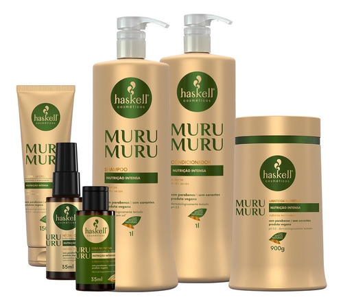 Kit Haskell Murumuru Sh Cond Mascara 1l 6 Itens Completo