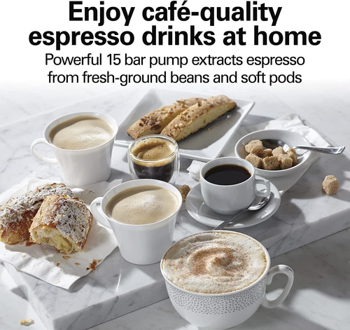Cafetera Hamilton Beach 15 Bar Espresso, 1480ml, Negro