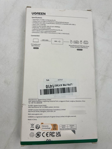 Ugreen Switch Usb 2.0 Selector 2 Entradas Y 4 Salidas