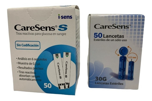 Pack Caresens S  50 Tiras Reactivas + 50 Lancetas