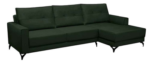 Sofá 4 Lugares Heros Com Chaise Direito Veludo Verde