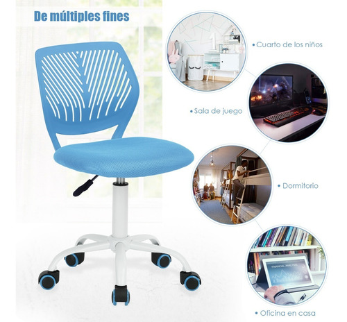 Silla De Oficina Altura Ajustable Carnation Azul Moderna