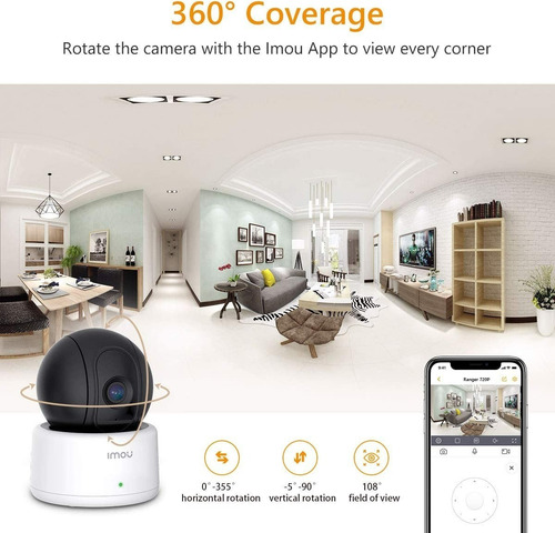 Imou Ranger Camara Wifi C/rotación Motorizada Para Interior Blanco/negro