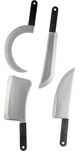 Cuchillos Falsos Set 4 Piezas, Accesorio Disfraz Halloween