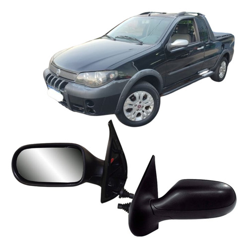 Espelho Retrovisor Esquerdo Strada 2p 2002 Até 2007 Com Reg