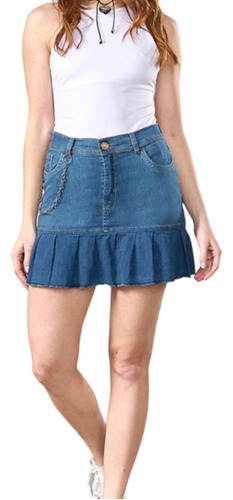 Pollera Jeans  Mujer Mini Calce Perfecto Go. By Loreley