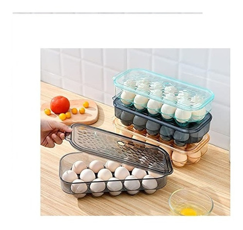 Porta Huevos Acrílico Con Tapa Huevera X 16 Huevos Grandes