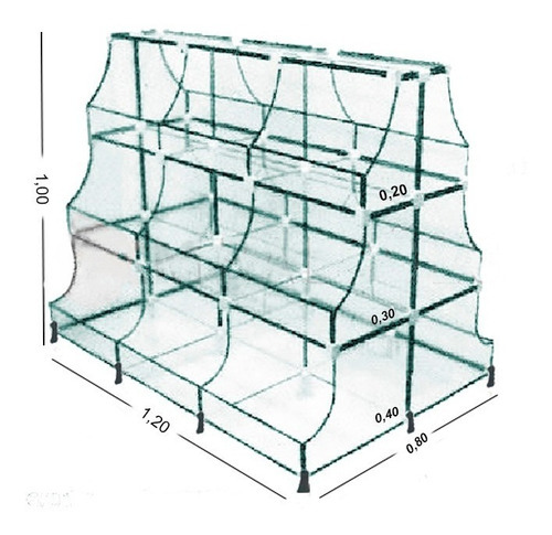 Gondola Em Vidro 1,20 X 1,00 X 0,80