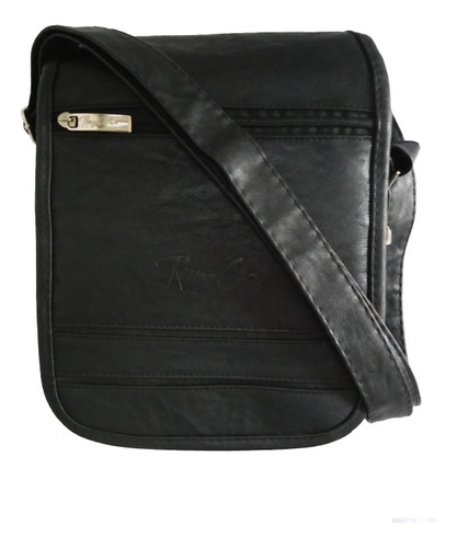 Morral Renzo Negro, Portatablet 9pg (28x22x5), Cuero Liso