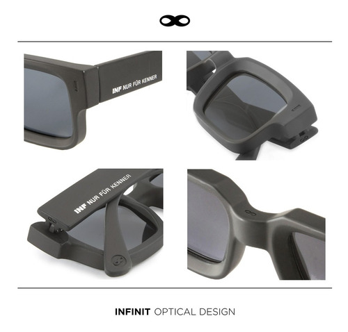 Imagen 2 de 10 de Anteojos Sol Infinit Exclamation Negro Mate Lente Gris