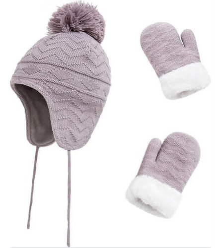 Set De 2 Gorros Y Guantes De Color Puro Para Bebé, Otoño/inv