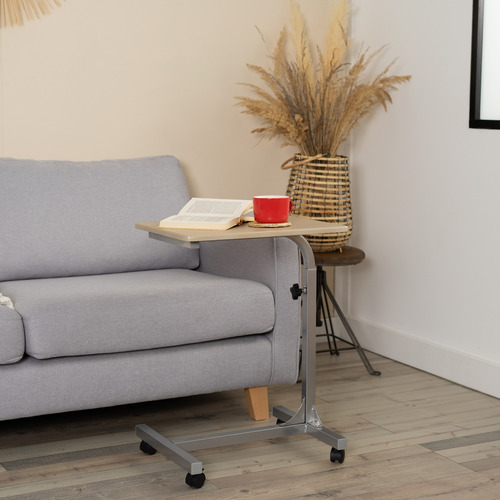 Mesa Rectangular Móvil Beige, Altura Regulable