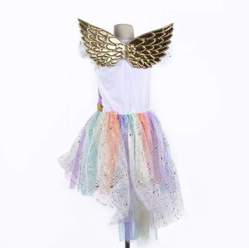 Imagem 4 de 5 de Vestido Fantasia Unicórnio P/ Festa Infantil + Chifre + Asas