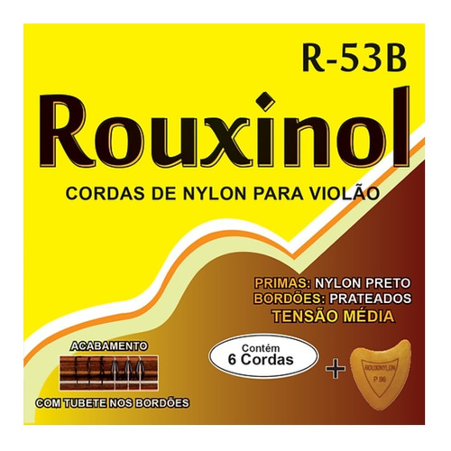 Encordoamento Violão Rouxinol Nylon R53b Preto\dourado