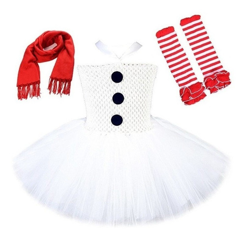 Vestido De Tutú De Muñeco De Nieve Navideño Para Niñas Y Niñ