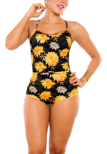 Vestido De baño Bikini Retro Praie Ref 2301 Flores Control