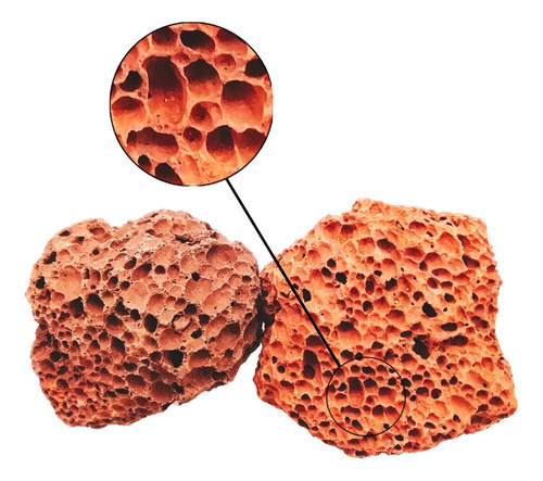 Pedra Vulcânica Vermelha Lareira Churrasqueira Pacote 5kg