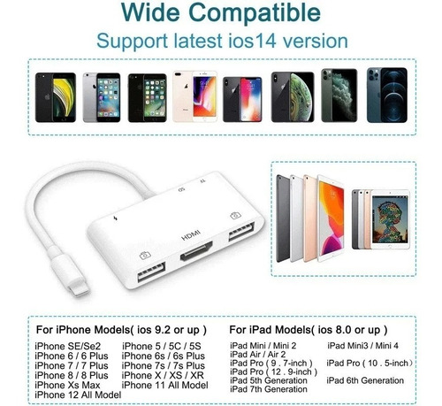 Imagen 10 de 10 de Cable Adaptador Lightning A Hdmi Para iPhone iPad