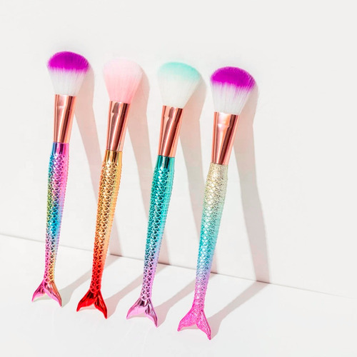 Imagem 2 de 3 de Kit 8 Pincel Sereia Maquiagem Sobra Blush Contorno Pó Sombra