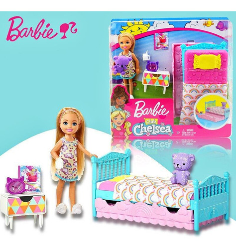Barbie Club Chelsea Juego De Dormitorio Cama Y Muñeca 